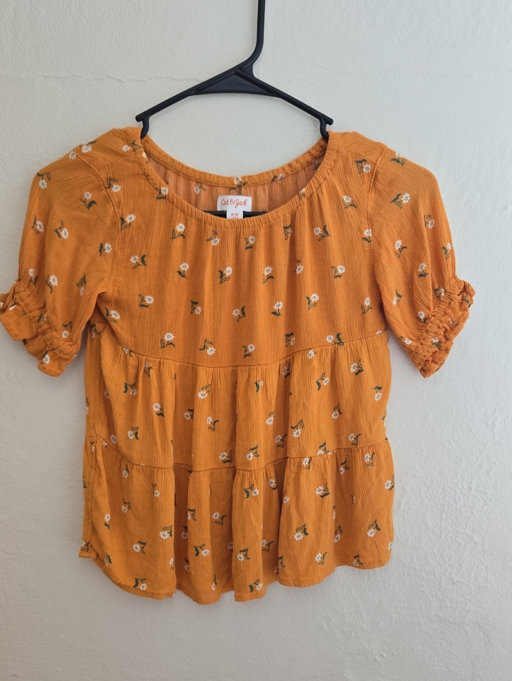 Cat & Jack Mustard Floral Tiered Short-Sleeve Top_0033